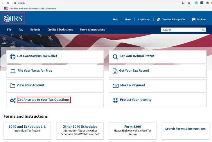 IRS main homepage website