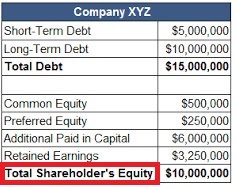 total shareholder's equity
