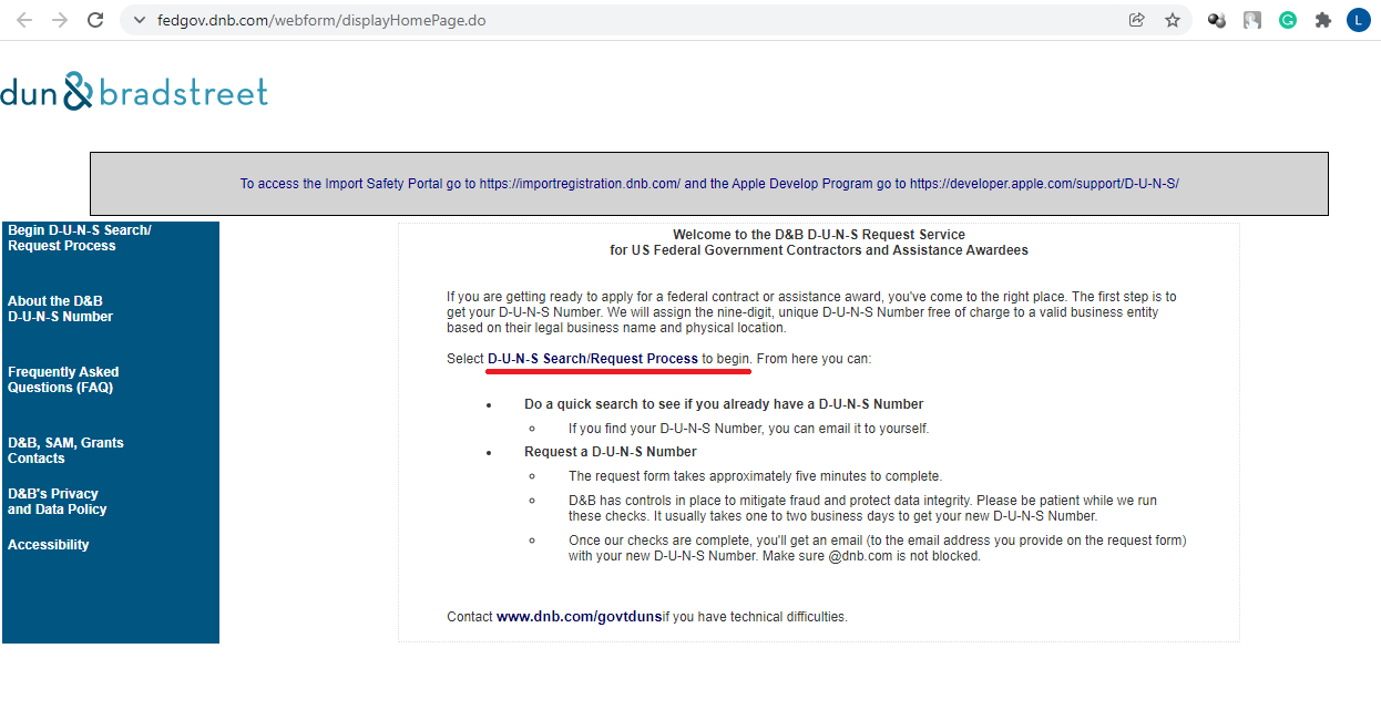 Dun & Bradstreet (D&B) website
