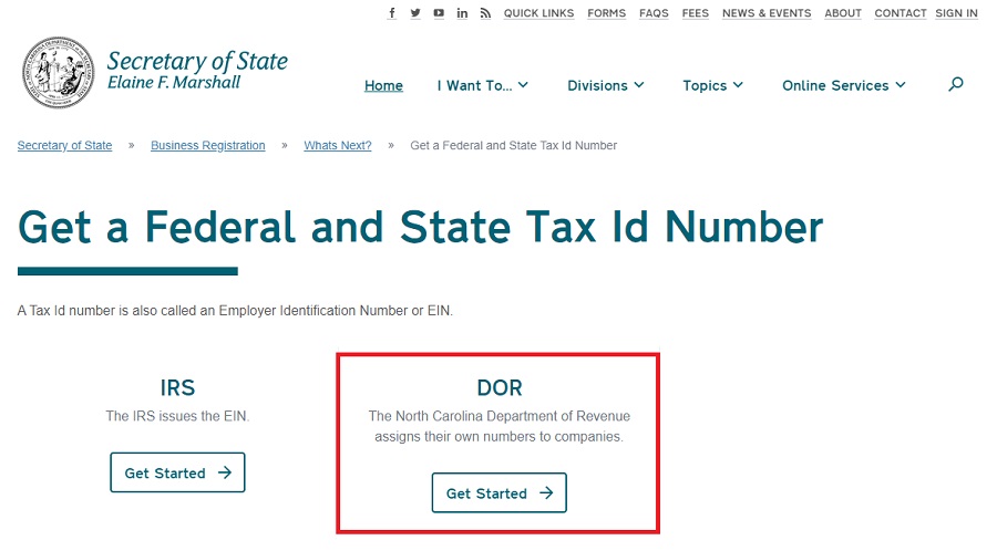 get a federal and state tax id number north carolina
