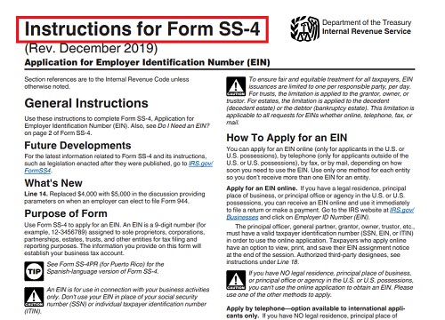 Instructions for Form SS-4