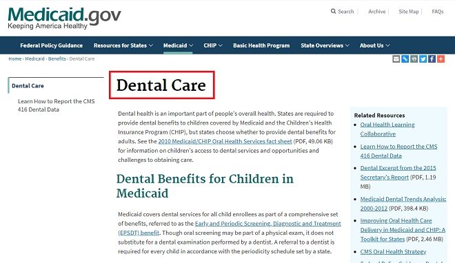 Medicaid Dental Care Program