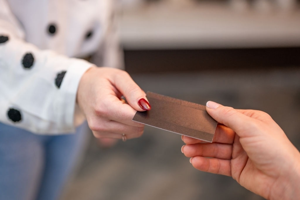 Person giving his business card