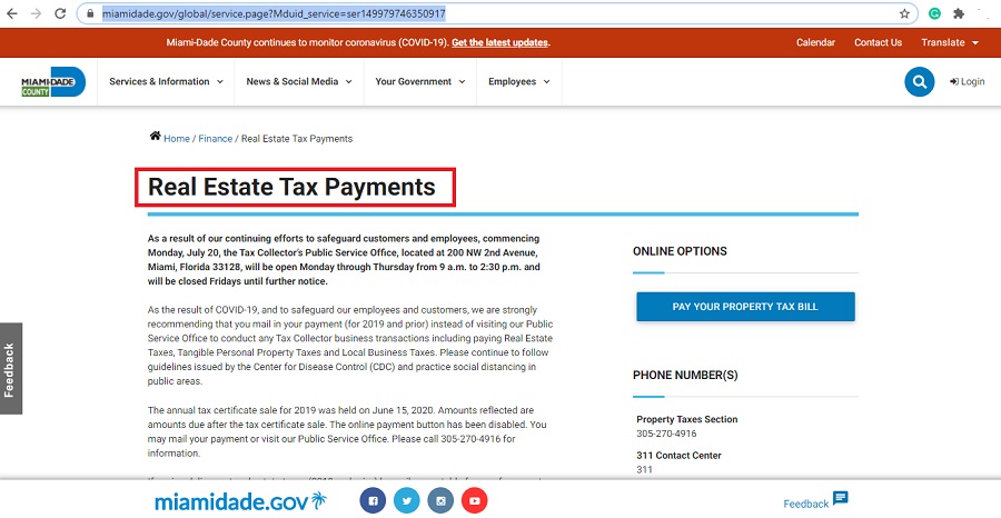 real estate tax payments in miami