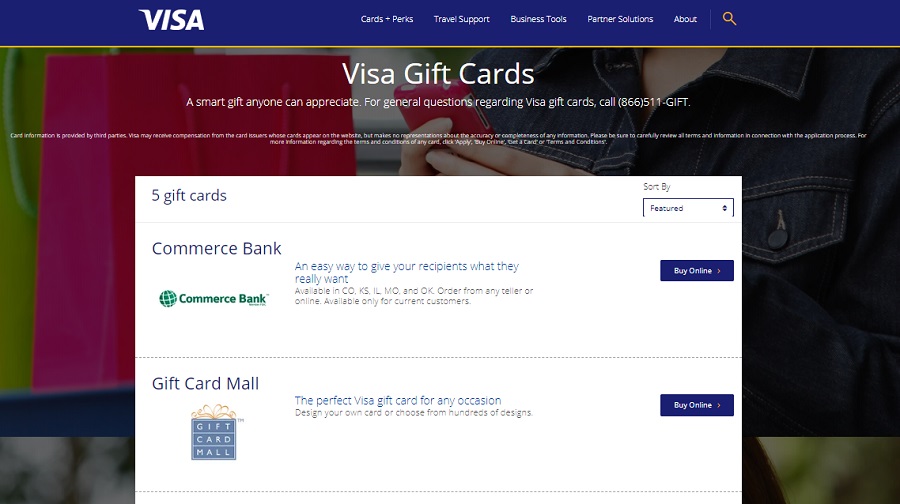 types of Visa gift cards