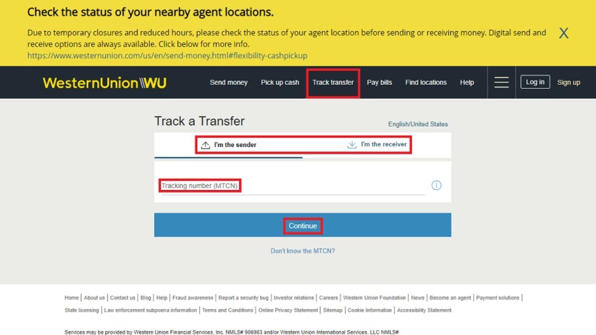 Western union tracking number